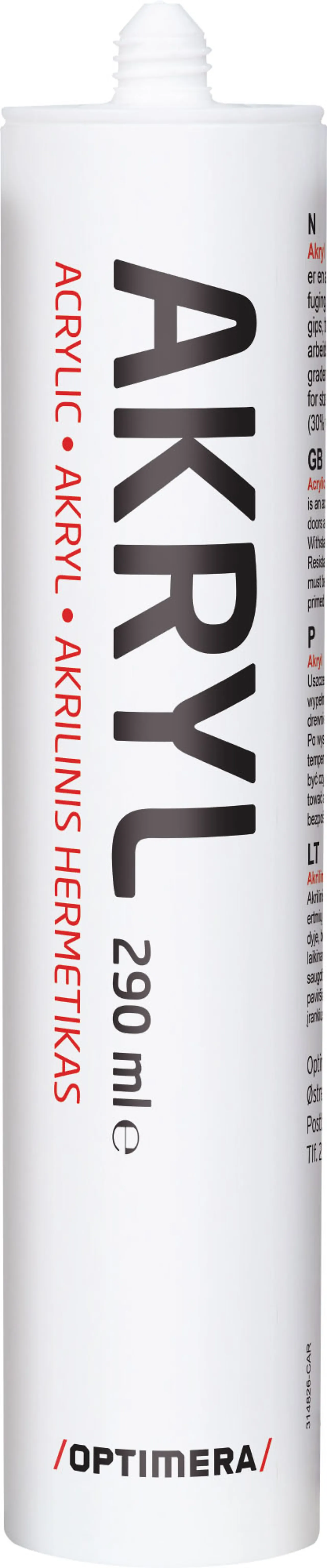 Optimera akryl fugemasse 290 ml Optimera akryl fugemasse 290 ml