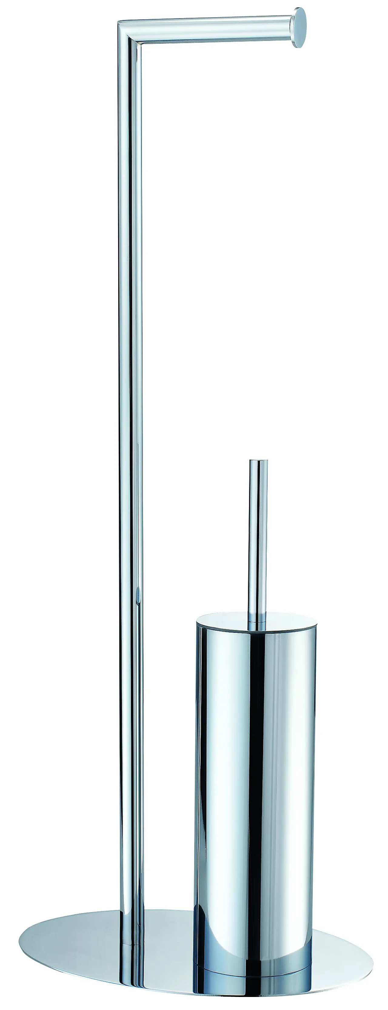 Toalettpapirholder med børste oval for krom