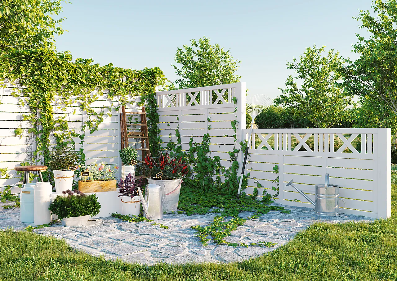 Levegg Marit1 180x180 cm hvitmalt 33x57 mm 12 mm panel null - null - 3 - Miniatyr