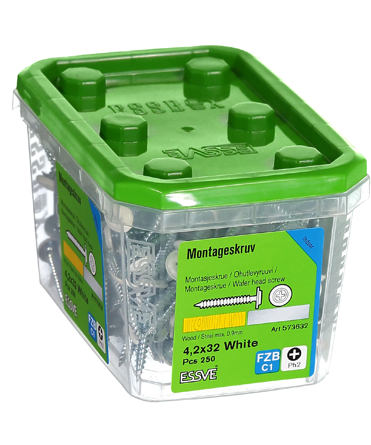 Montasjeskrue hvit 4,2x32 fzb -250 skarp spiss ral 9010 blankforsinket null - 32 - 2 - Miniatyr