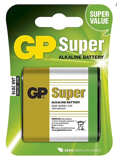 Batteri alkalisk 4,5v/3lr12 gp gp312a u1 pk blister