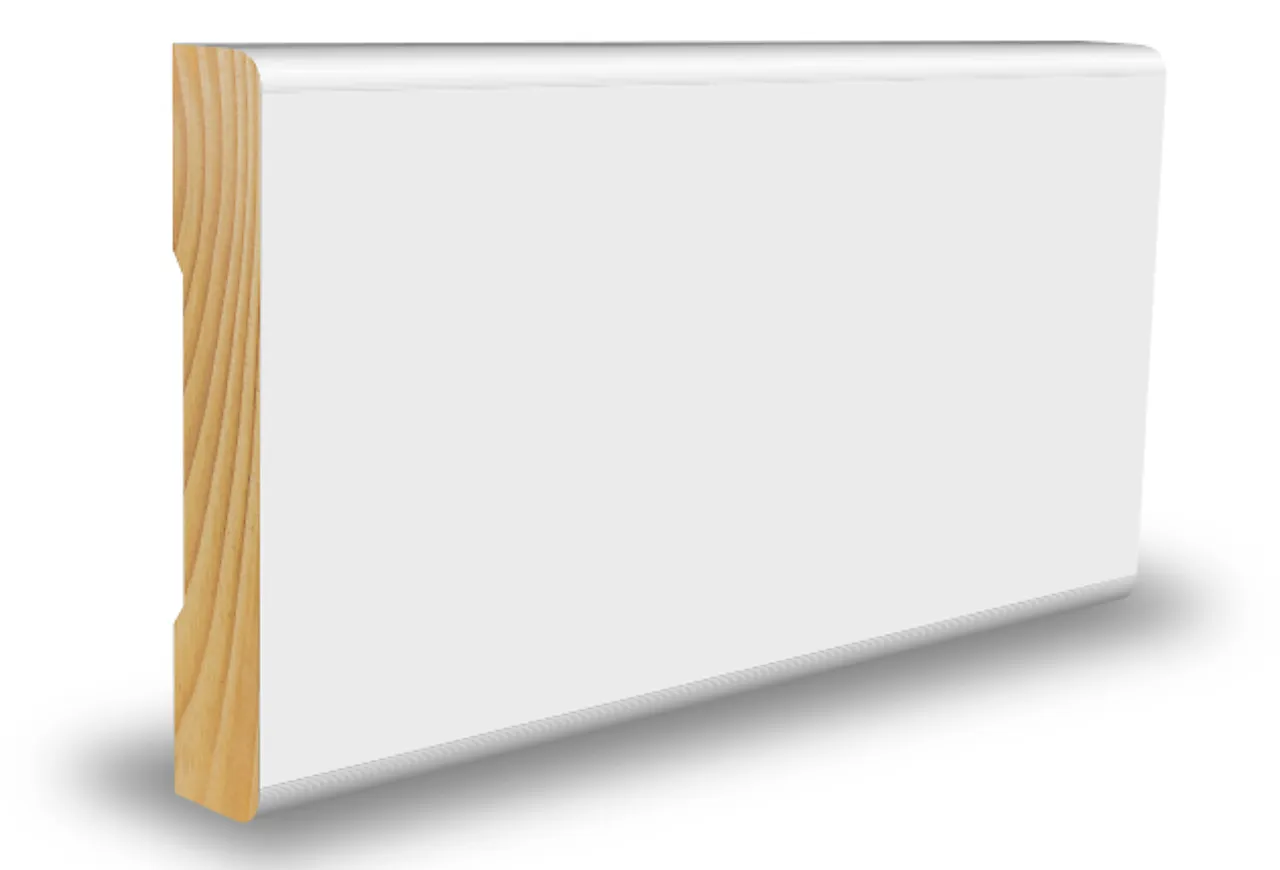 Karmlist furu rundkant hvit bomull 12x56x4400 mm