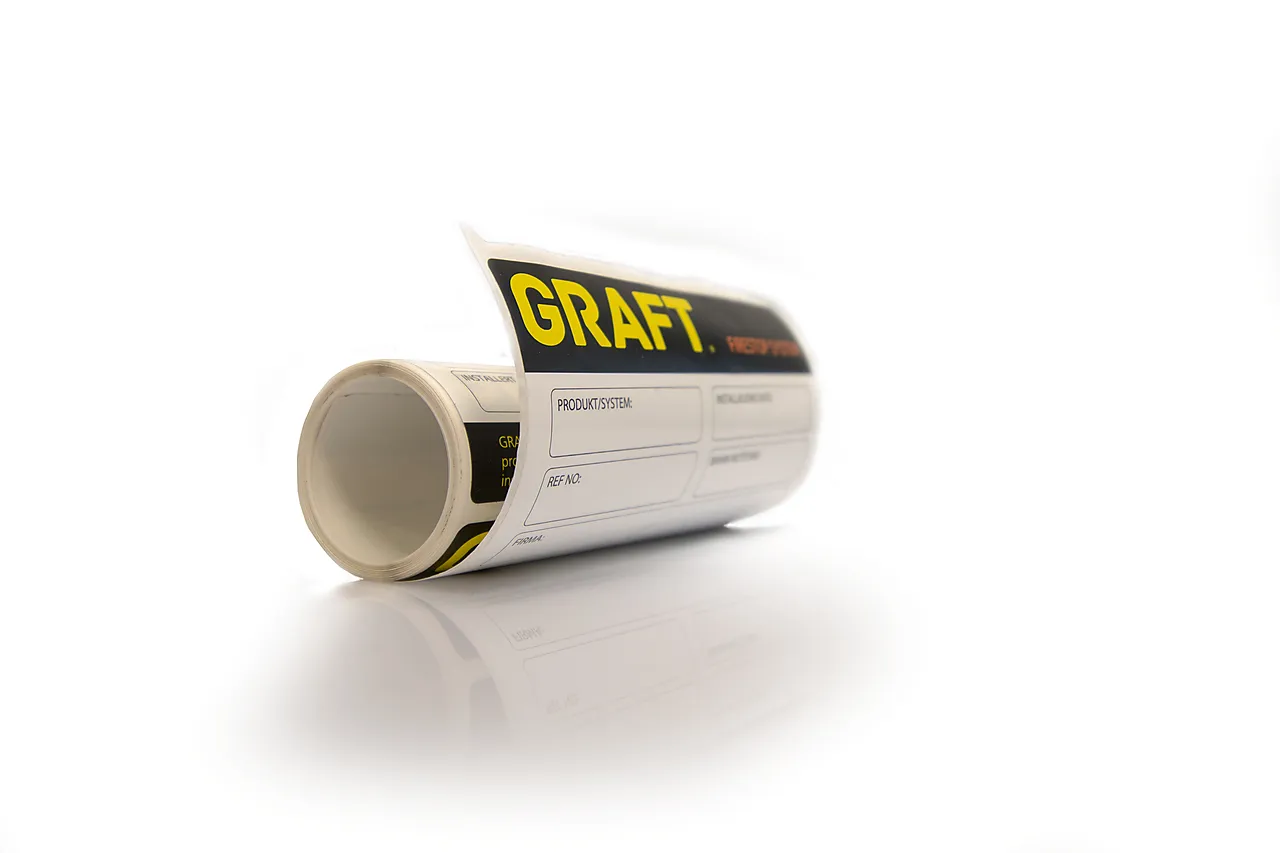Brannetiketter graft rull a 30 stk