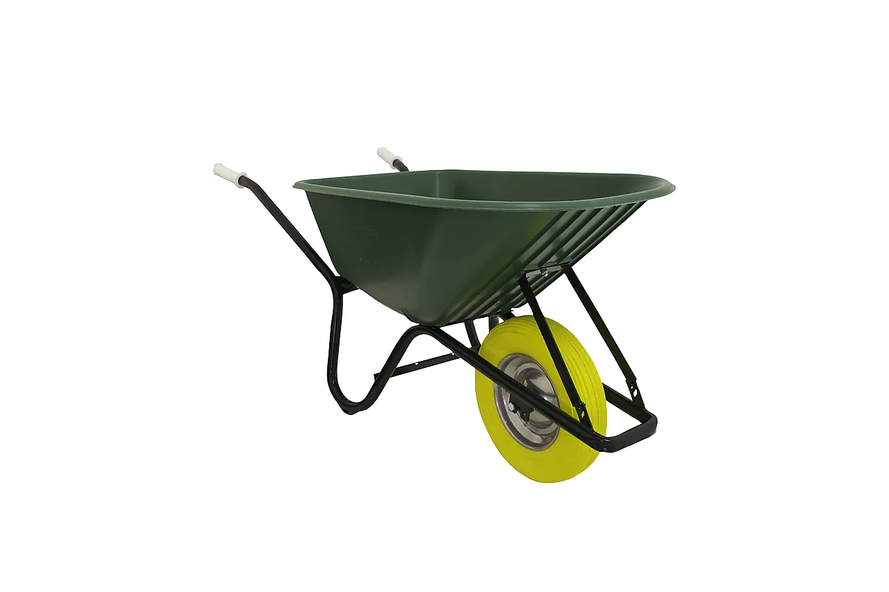 Trillebår for betong med gult hjul Trillebår for betong med gult hjul