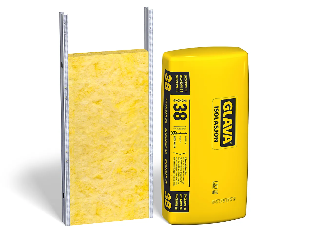 Isolasjon økonomi 38 stenderplate 70x605x1200 mm 14 stk