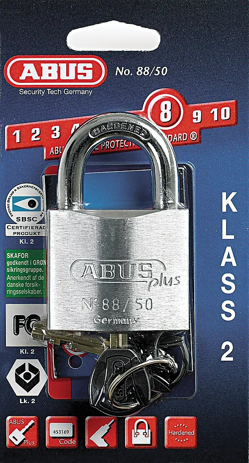 Hengelås abus 88/50c fg kl.2 blister pakning
