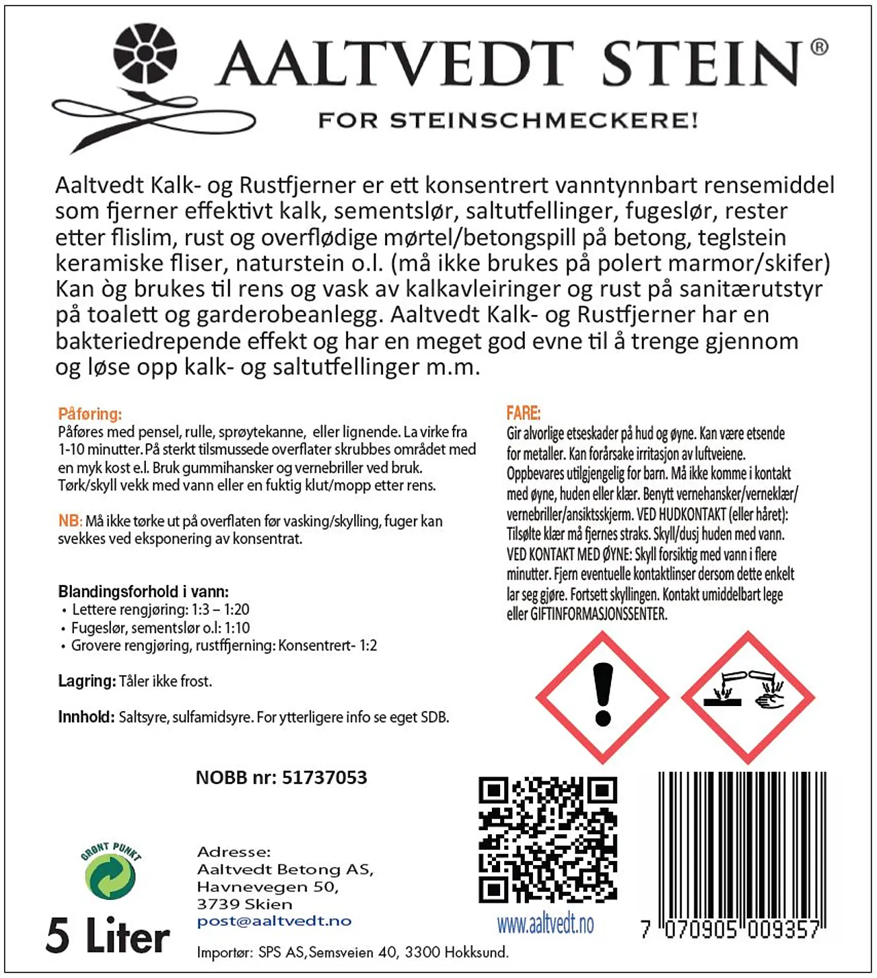 Steinrens kalk-og rustfjerner 5 liter