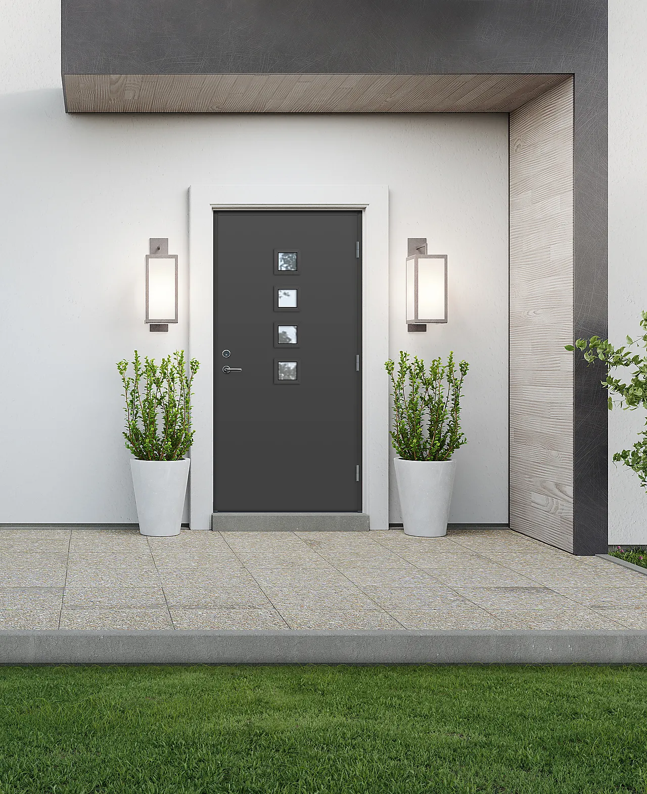 Ytterdør Larvik med glass hvit høyre 90x200 cm null - 90x200 cm - 3 - Miniatyr