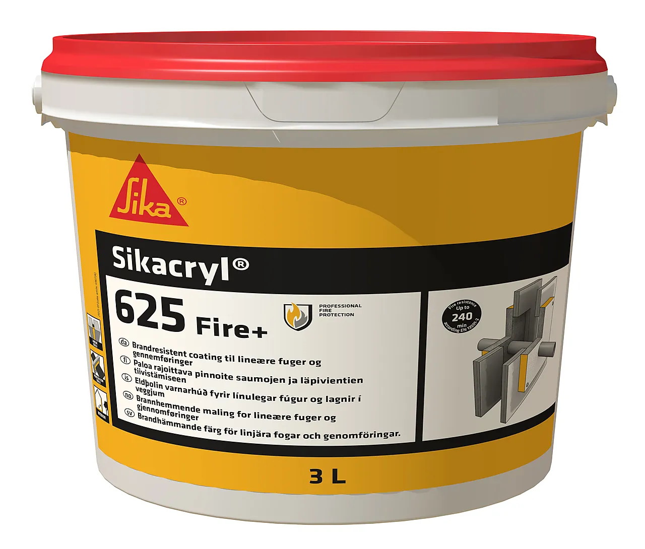 Akrylmaling sikacryl 625 fire+ 3 liter