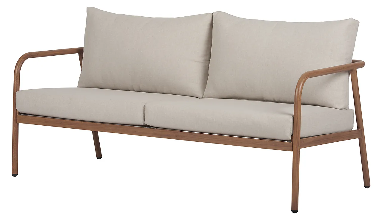 Sofasett 4deler m/puter teak/natur