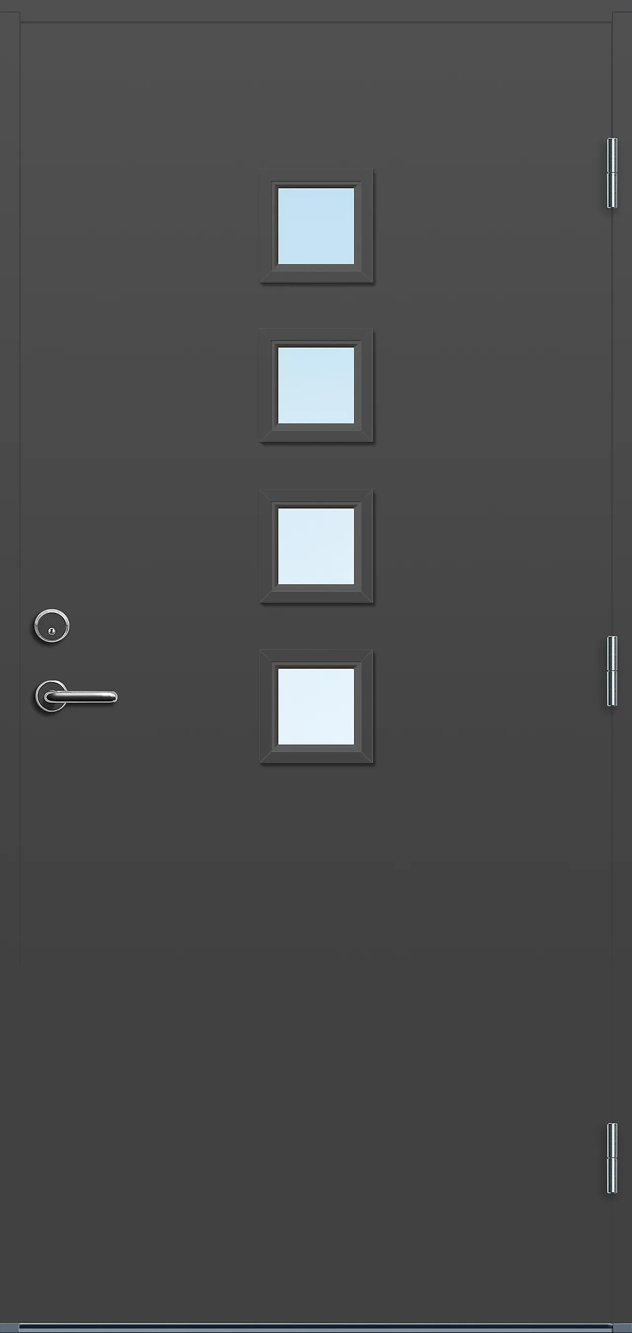 Ytterdør Larvik med glass mørk grå høyre 90x200 cm