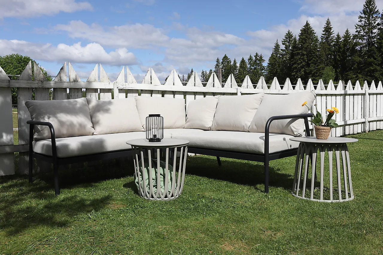 Hjørnesofa med Puter – Sort/Natur null - null - 2 - Miniatyr