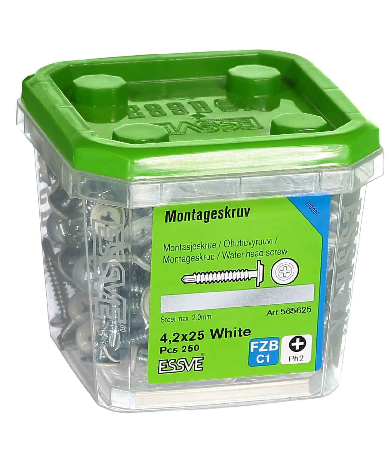 Montasjeskrue hvit 4,2x25 fzb -250 borspiss for stål blankforsinket null - null - 2 - Miniatyr