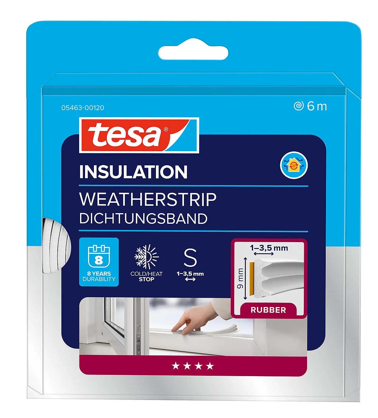 Tetningslist E-profil hvit 6 meter