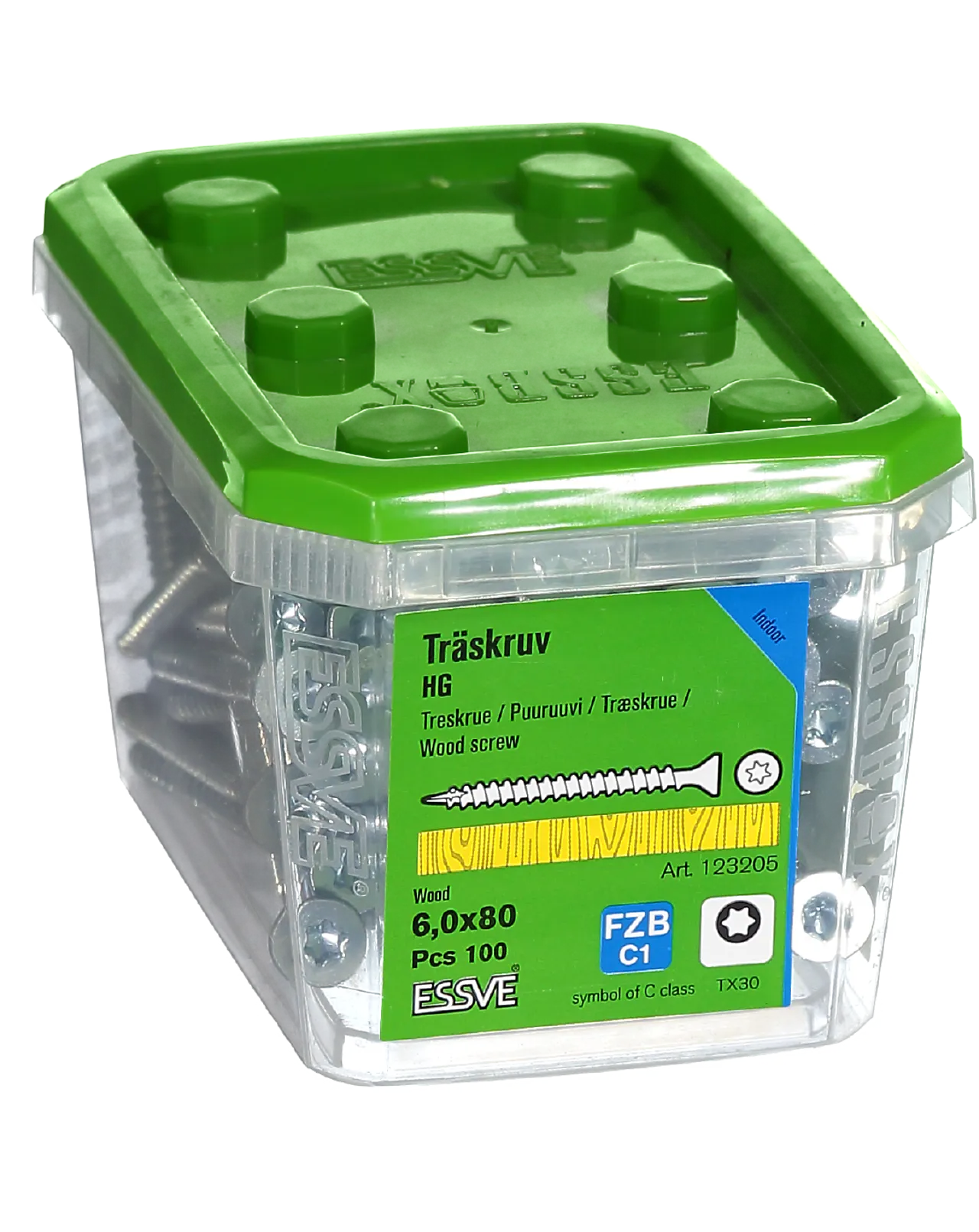 Treskrue innvendig senkhode helgjenget 6x80 mm 100 stk null - 6x80 - 2 - Miniatyr