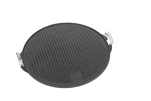 Grillplate i støpejern glatt/rillet 47 cm