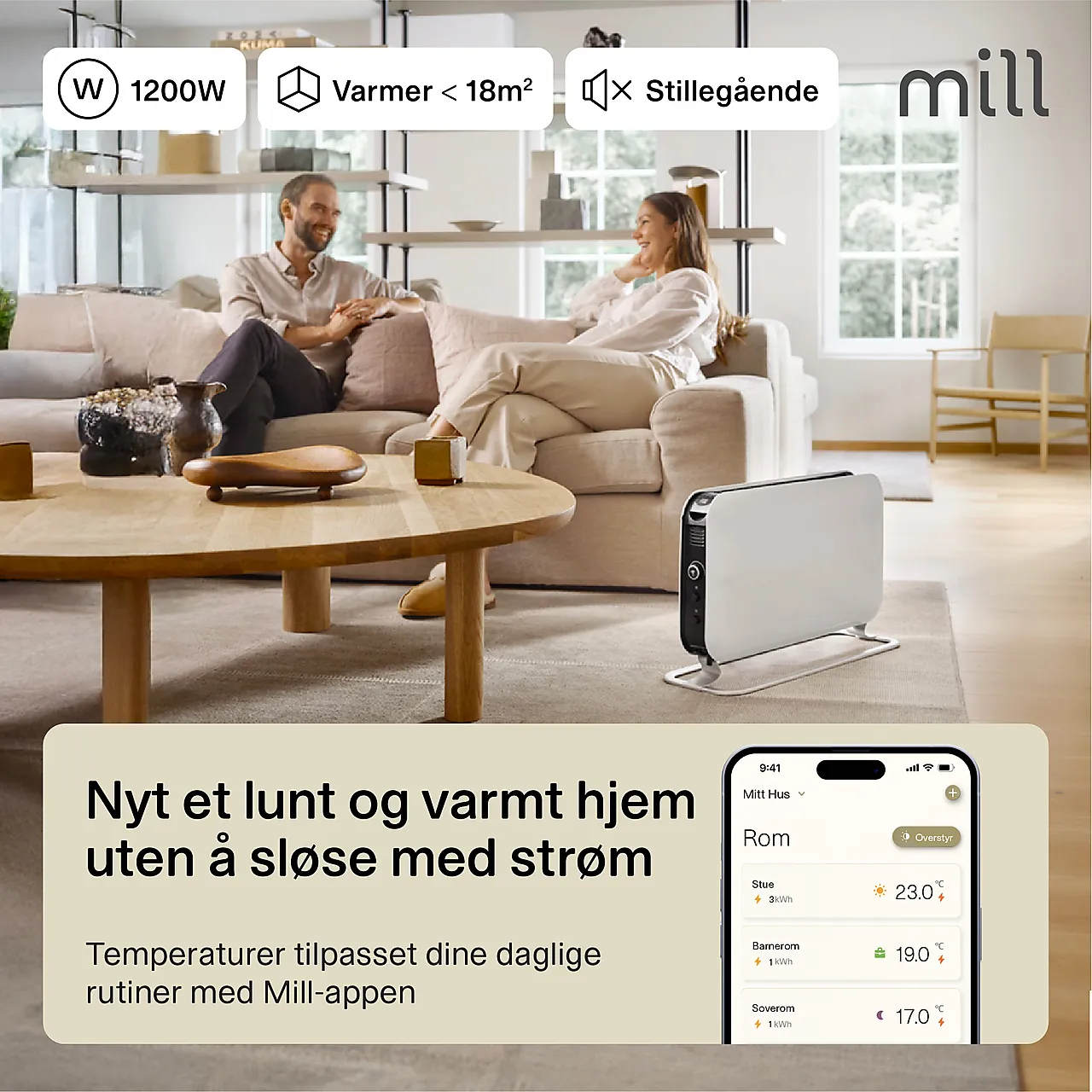 Gulvovn med WiFi 1200W hvit null - null - 3 - Miniatyr