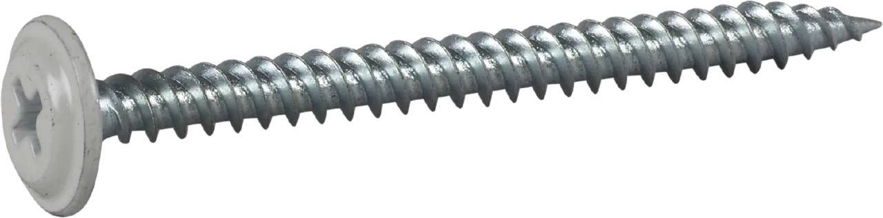 Montasjeskrue 4,2x50 hvit a200skarp spiss tre/stål