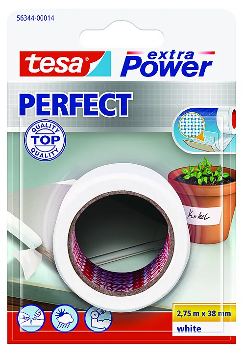 Tekstiltape lerret 38 mm x 2,75 meter hvit