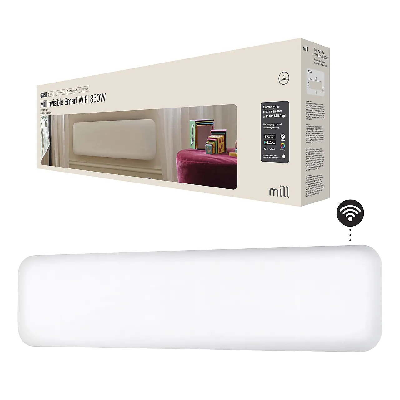 Mill panellist WiFi Gen 4 850W hvit null - null - 3 - Miniatyr