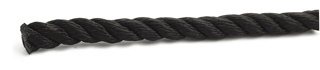 Tau fortøynin pp 12mm sort 10m 10m pp 3-slått flytende polypropylen