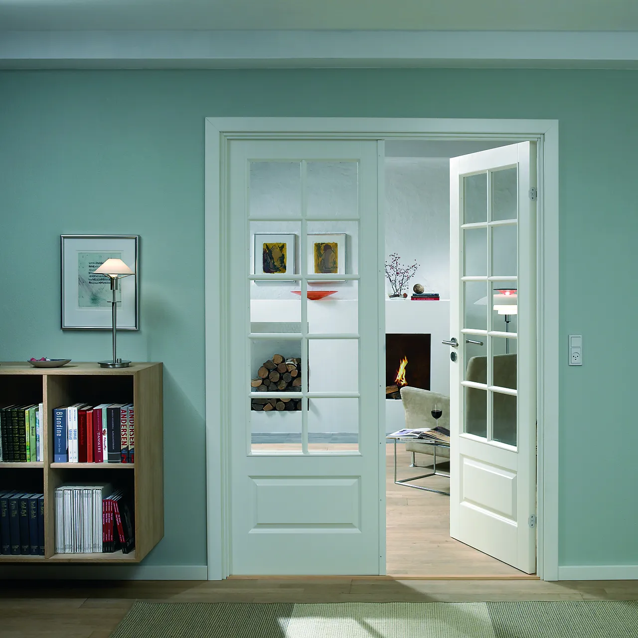 Dør sk compact sp10 9x21 hvit skåtedør klart glass