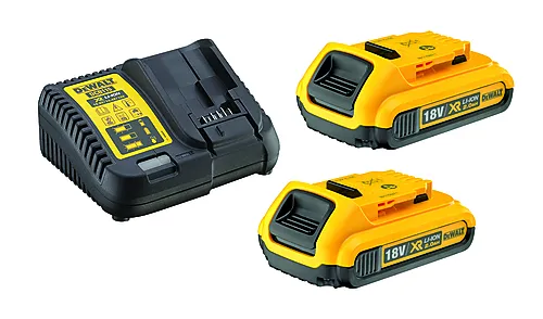 Lader og batteri 18 volt 2 x 2,0 Ah
