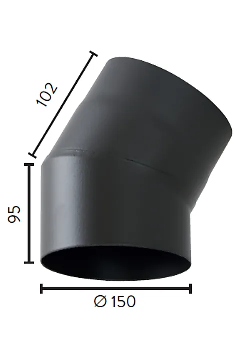 Ovnsr.Ø150 30Gr.K U/L Sort Emalje 2,3 Mm Kort Kne