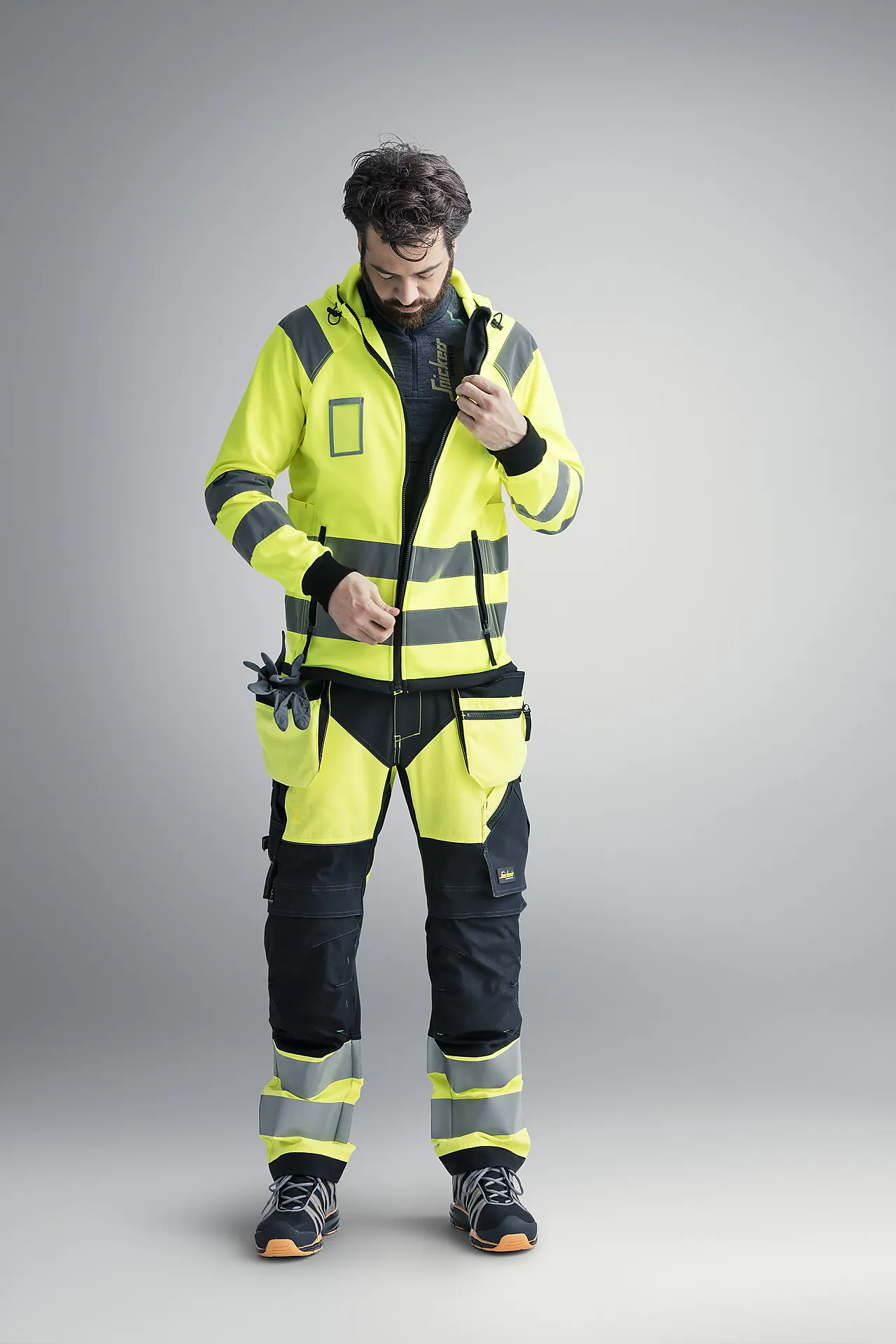 Bukse 6932 gul/sort 100 snicers highvis kl 2 hylsterlommer null - null - 3 - Miniatyr