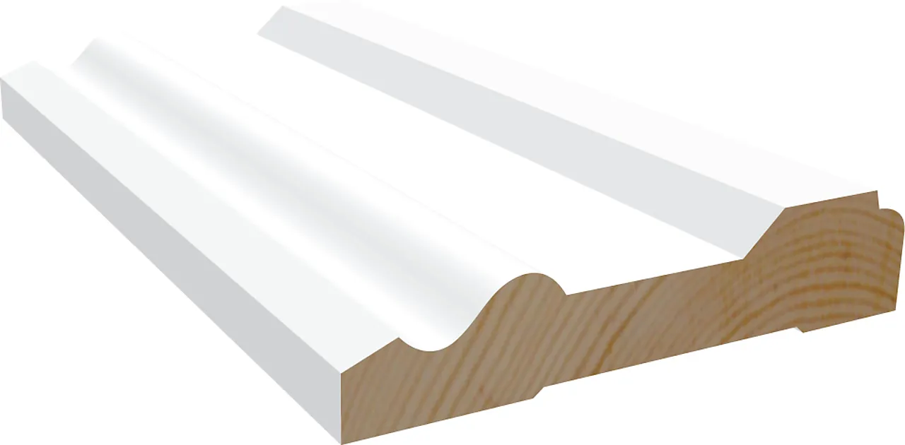 Karmlist furu profilert M2 hvit bomull S0502-Y 15x95x4400 mm null - null - 3 - Miniatyr