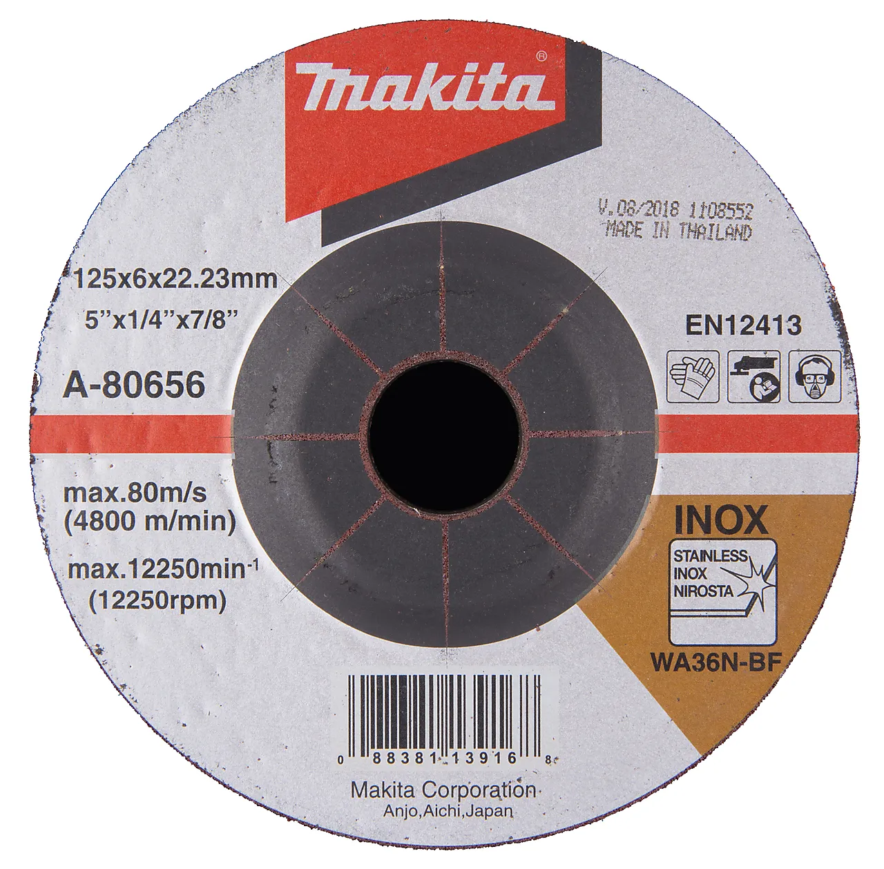 Slipeskive a-80656 125x6mm for rustfri inox