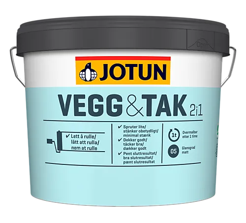 Maling vegg og tak hvit base 2,7 liter