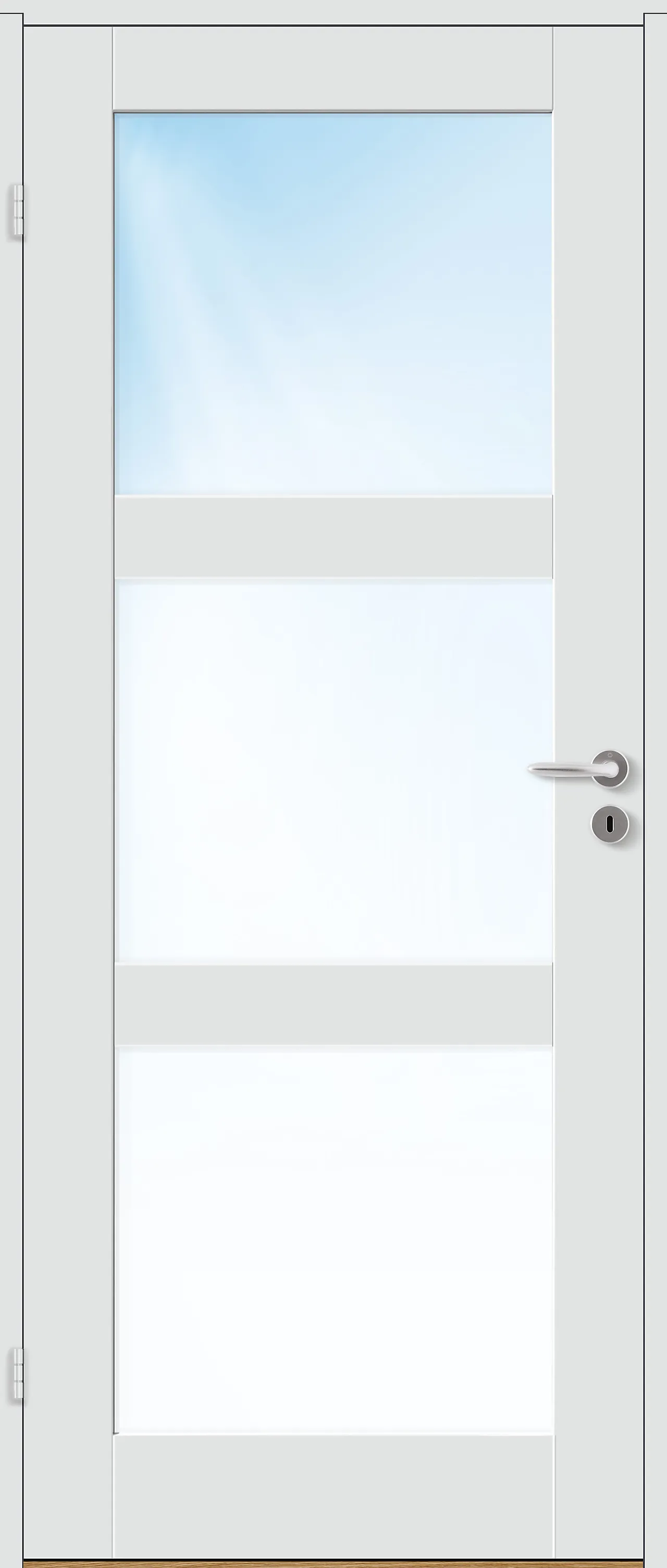 Innerdør Stil 3 med frostet glass hvit 80x200 cm