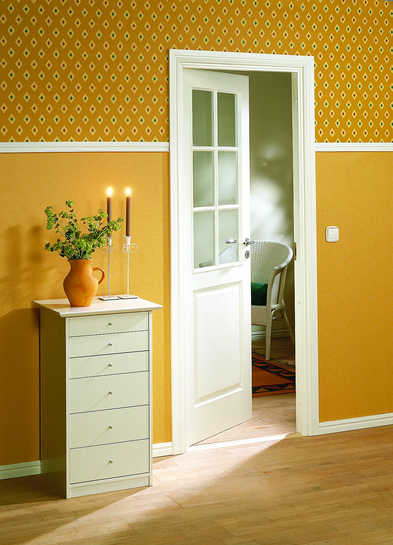 Style SP6 innerdør med glass 80x200 cm hvit