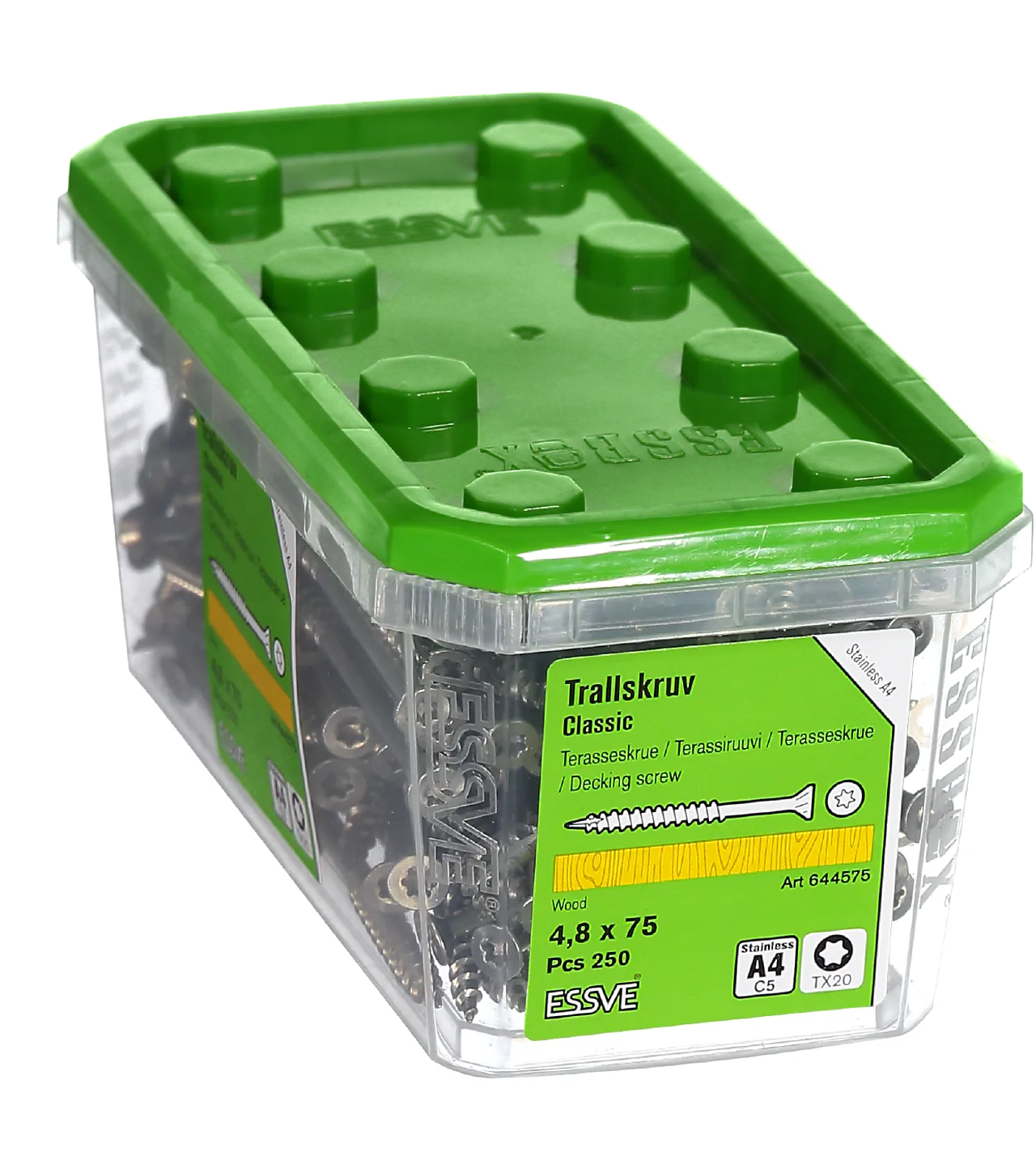 Terrasseskrue classic 4,8x75 a4-250 a4 syrefast stål