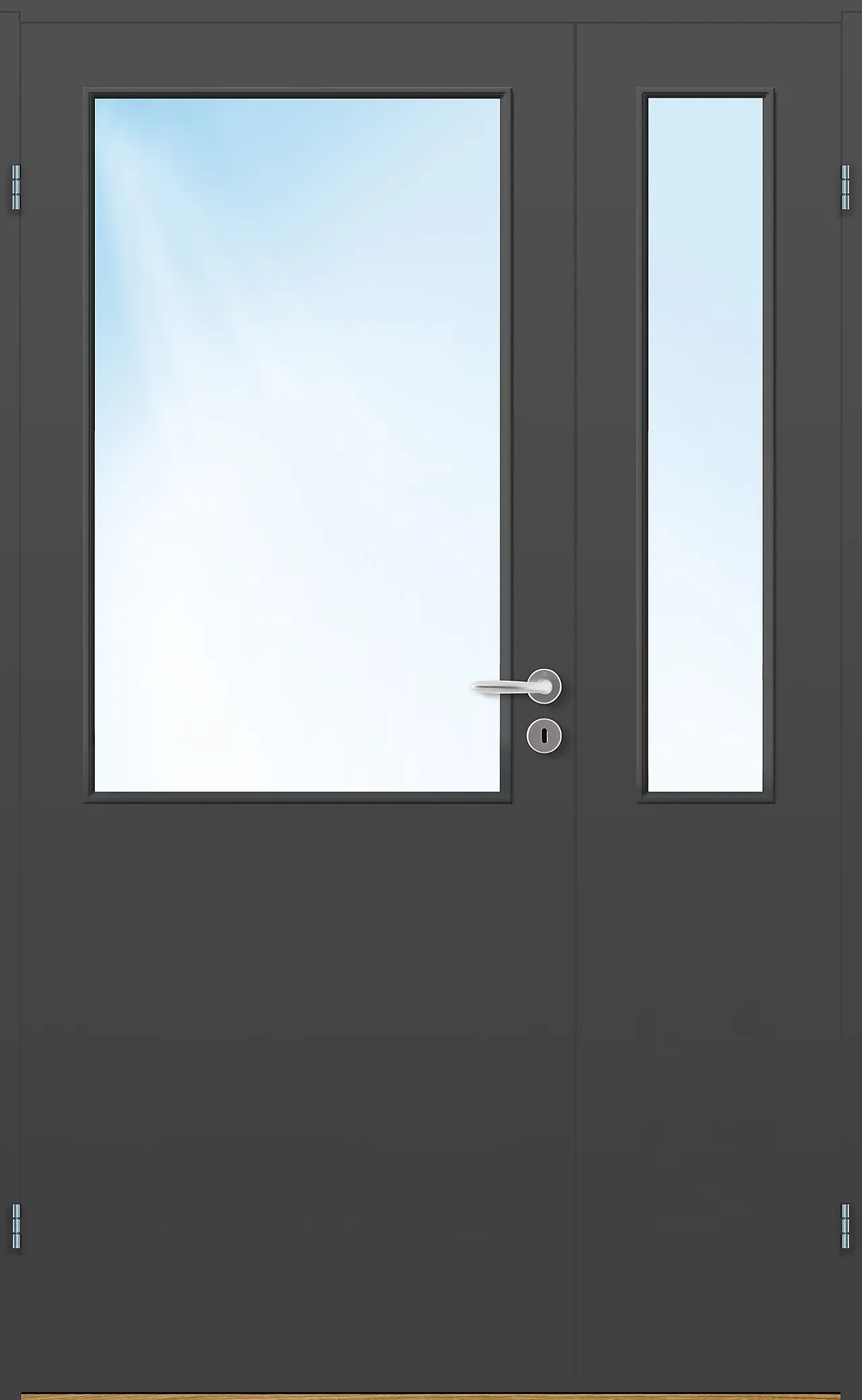 Sidefelt innerdør Sletten Kompakt halvglass mørk grå 40x210 cm