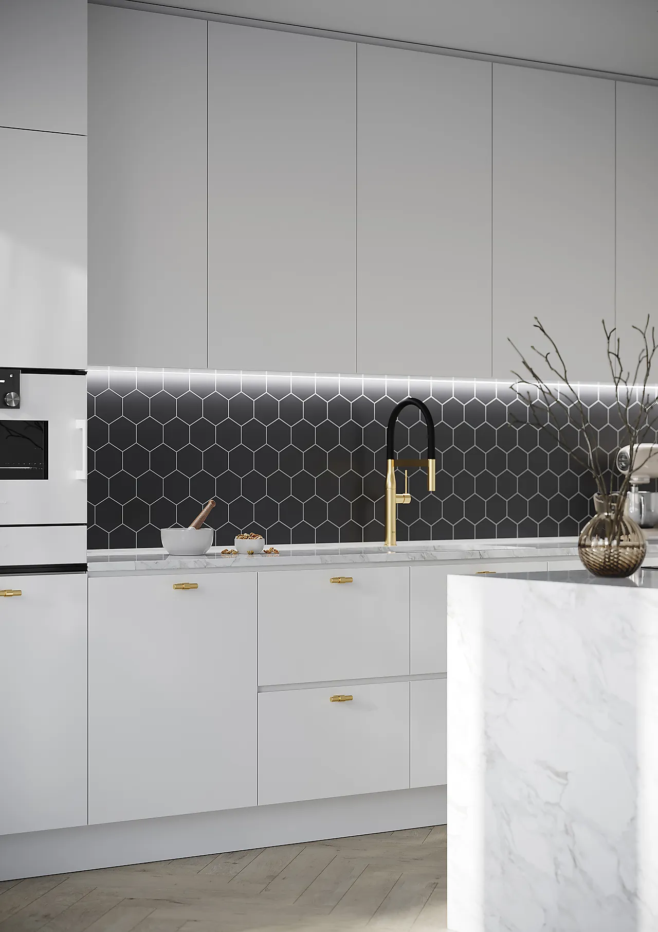 Kjøkkenplate 2024-KM71 Black Hexagon 11x620x580 mm null - null - 3 - Miniatyr