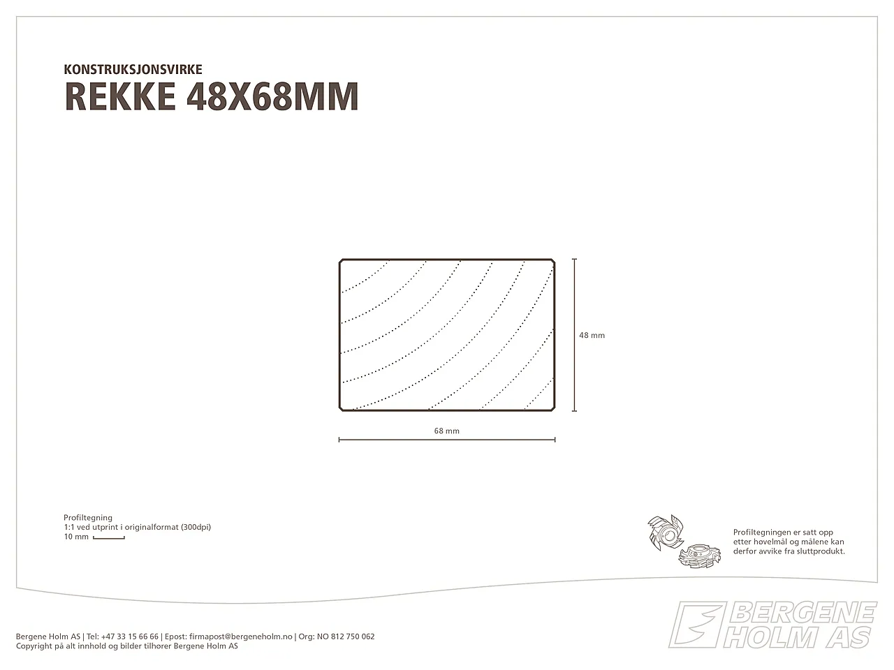 Lekt/rekke gran/furu ubehandlet klasse 1 48x68 mm Lekt/rekke gran/furu ubehandlet klasse 1 48x68 mm