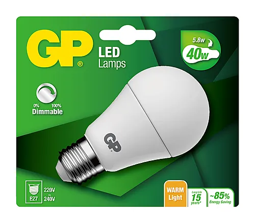 Lyspære led classic E27 5.8W-40W dimbar