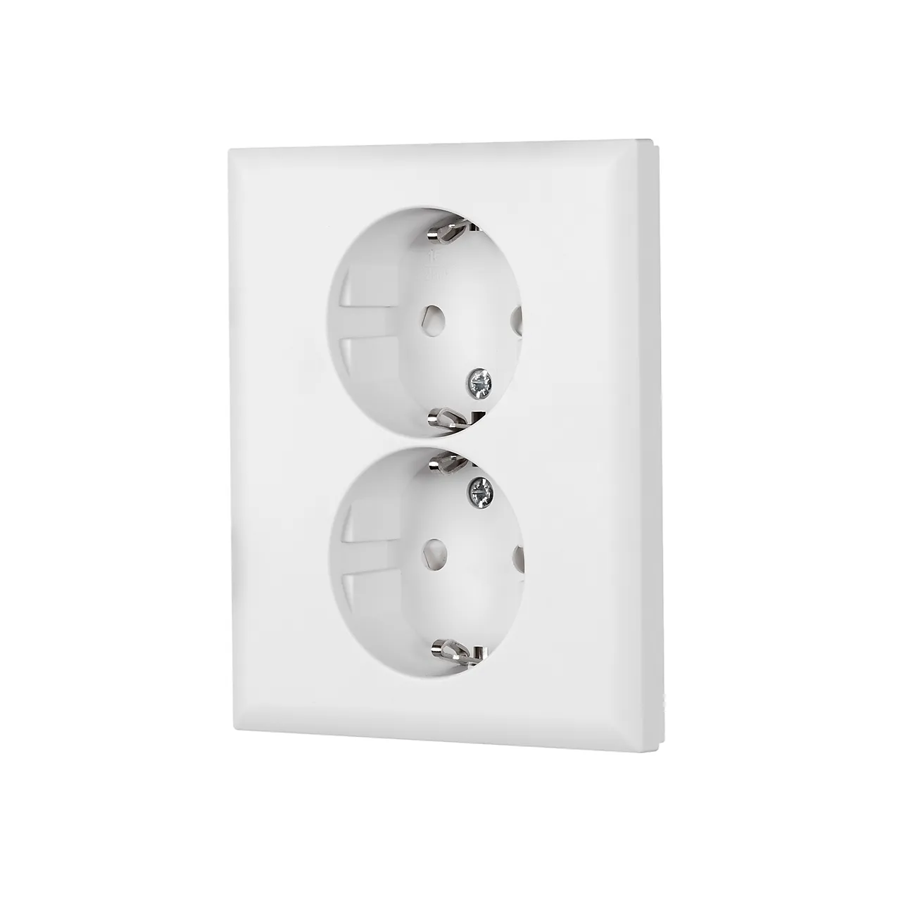 Stikkontakt dobbel m/jord innfelt hvit null - null - 2 - Miniatyr