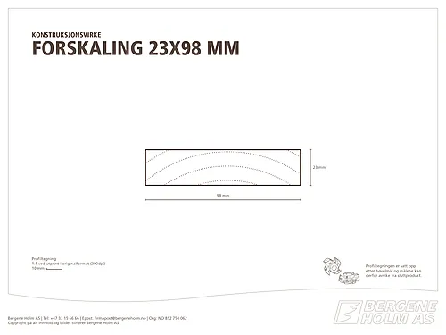 Justert forskaling gran/furu 23x98 mm
