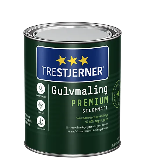 Trestjerner premium gulvmaling klassisk hvit base 0,68l