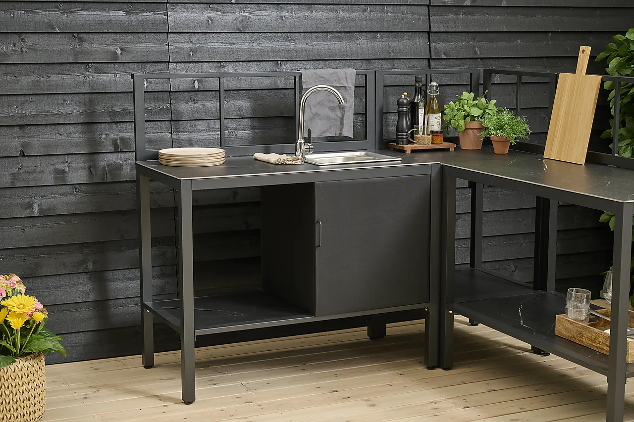Utekjøkken modul med vask sort Utekjøkken modul med vask sort
