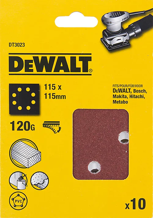 Dewalt Sandpapir med borrelås 120k 115x115 mm