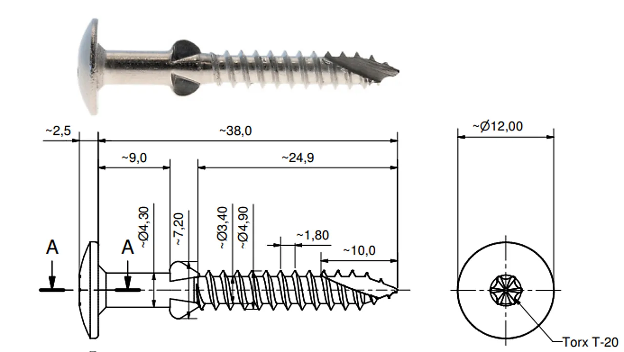 Skrue SCR-WW 4,9x38 mm 2-pk