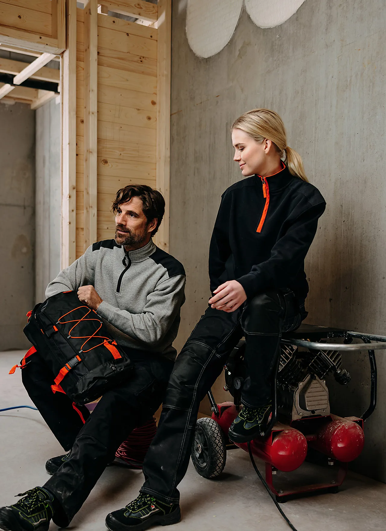 Genser mzip sv/kornb 3931 3xl svart/kornblå valdez