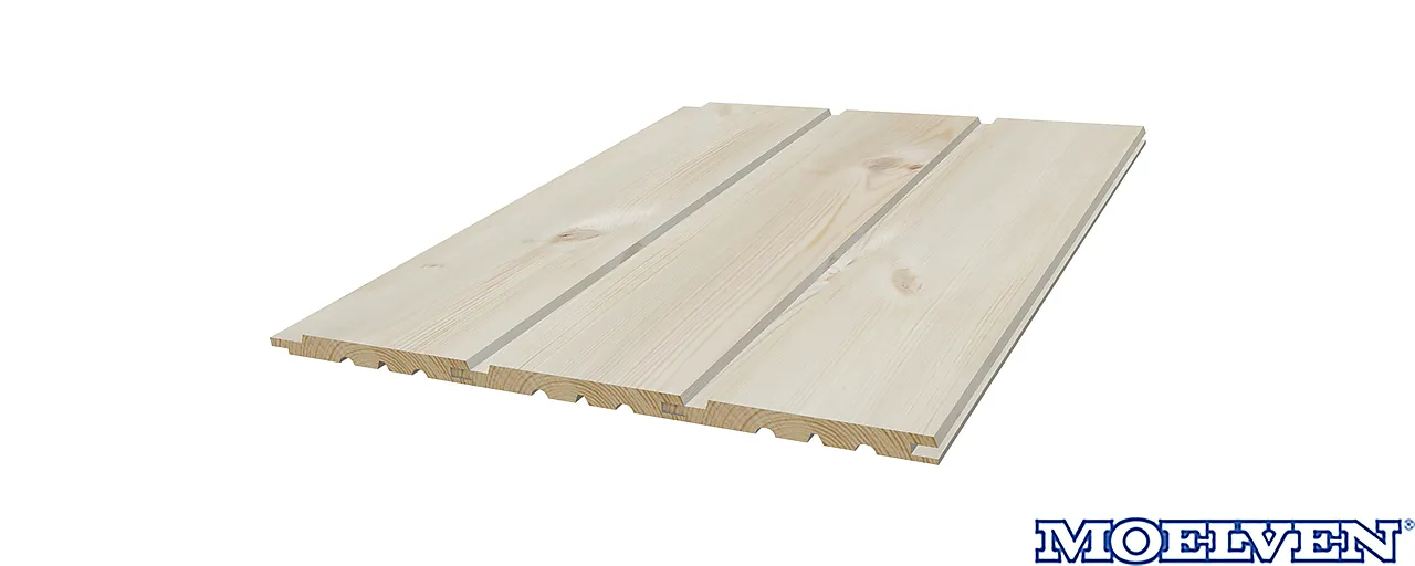 Skyggepanel m/ skrå kant natur 14x145 mm ubehandlet gran null - null - 3 - Miniatyr