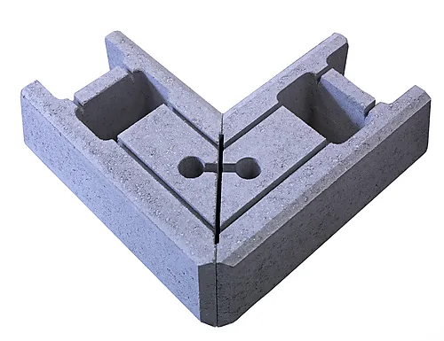 Støttemur mini grå 4 hjørner med kile 59x31x17 cm