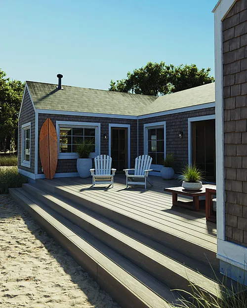 Kompositt terrassebord Seaside mist standard kant 24x137x4800 mm