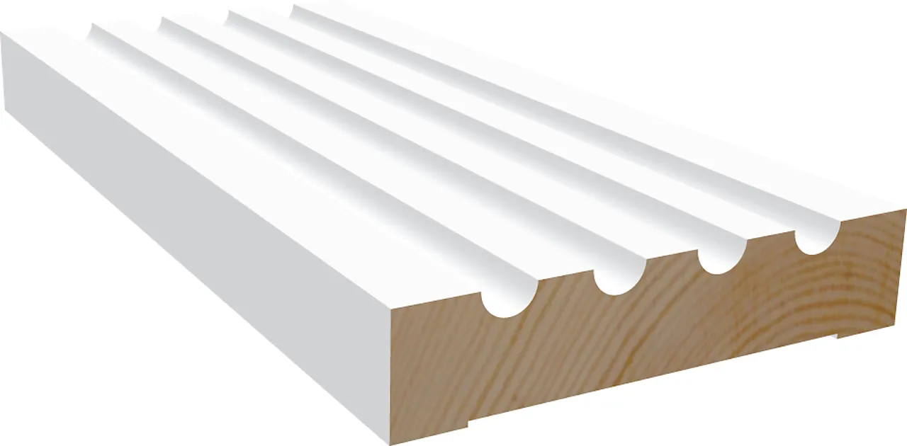 Karmlist furu profilert M541 hvit bomull S0502-Y 15x70x4400 mm null - null - 2 - Miniatyr